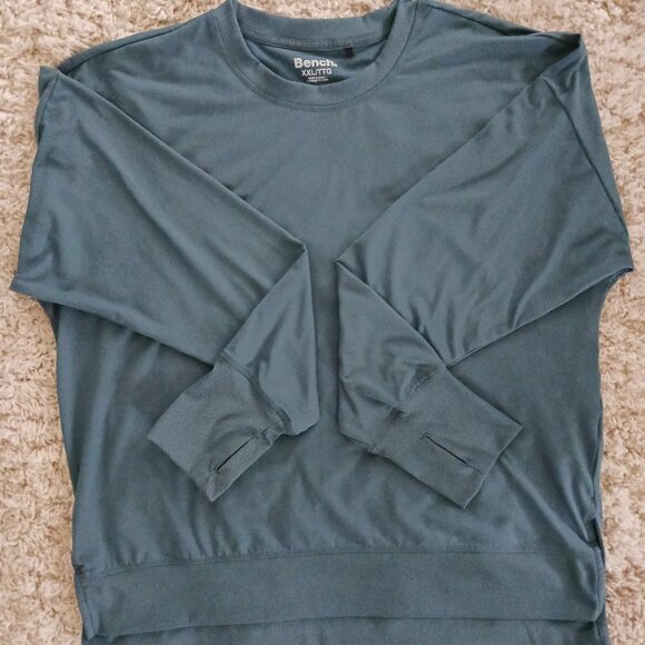 Bench. Women's Pullover Top Size XXL Blue Long Sleeve Crew Neck Stretch T-shirt - Picture 4 of 7